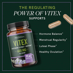 Close-up of SMNutrition Vitex label showing gluten-free, vegetarian formula.