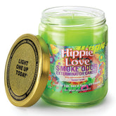 Smoke Odor Exterminator Hippie Love 13oz candle removing smoke odors.