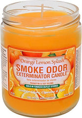 Smoke Odor Exterminator Candle with warm wick glow for tobacco odor neutralization