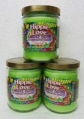 Smoke Odor Exterminator Hippie Love candle jar for cozy living room ambiance