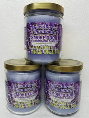 Smoke Odor Exterminator Lavender Chamomile 13oz jar candle front view with long-lasting scent