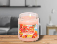 Smoke Odor Exterminator Maui Wowie Mango jar candle burning for up to 70 hours to refresh rooms