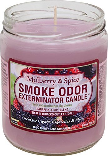Smoke Odor Exterminator Mulberry and Spice candle reduces tobacco and pet odors