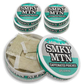 Smokey Mountain Spearmint caffeinated pouches box front for on-the-go energy
