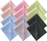 SmoTecQ 12-pack microfiber cloths for spotless lenses and screens.