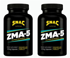 SNAC ZMA-5 capsule close-up showing zinc, magnesium, 5-HTP blend for recovery support