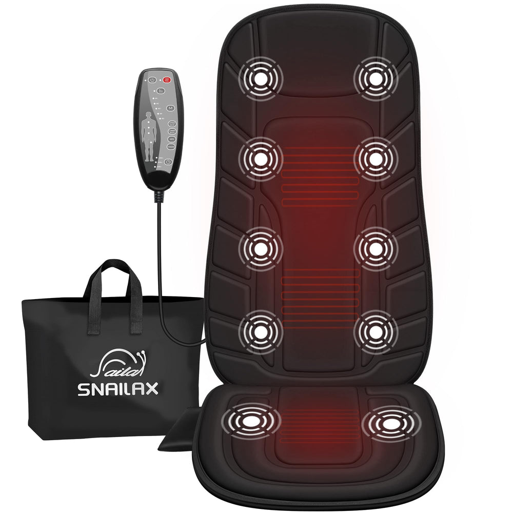 Snailax back massager heat seat cushion with 10 motors for relaxing seated massage