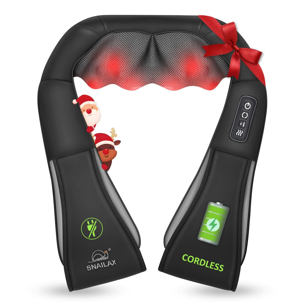 Snailax cordless massager targets neck and shoulders with heat for soothing relief.
