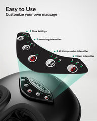Snailax massager with auto-size sensor automatically adjusts intensity to foot size