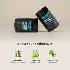 Snap Supplements Brain Booster label close-up highlighting Bacopa and Ginkgo