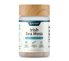 Snap Supplements Irish Sea Moss bottle showing capsules for daily wellness