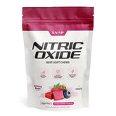 Snap Supplements Nitric Oxide Beet bottle with mixed berry chews promotes convenient daily energy support.