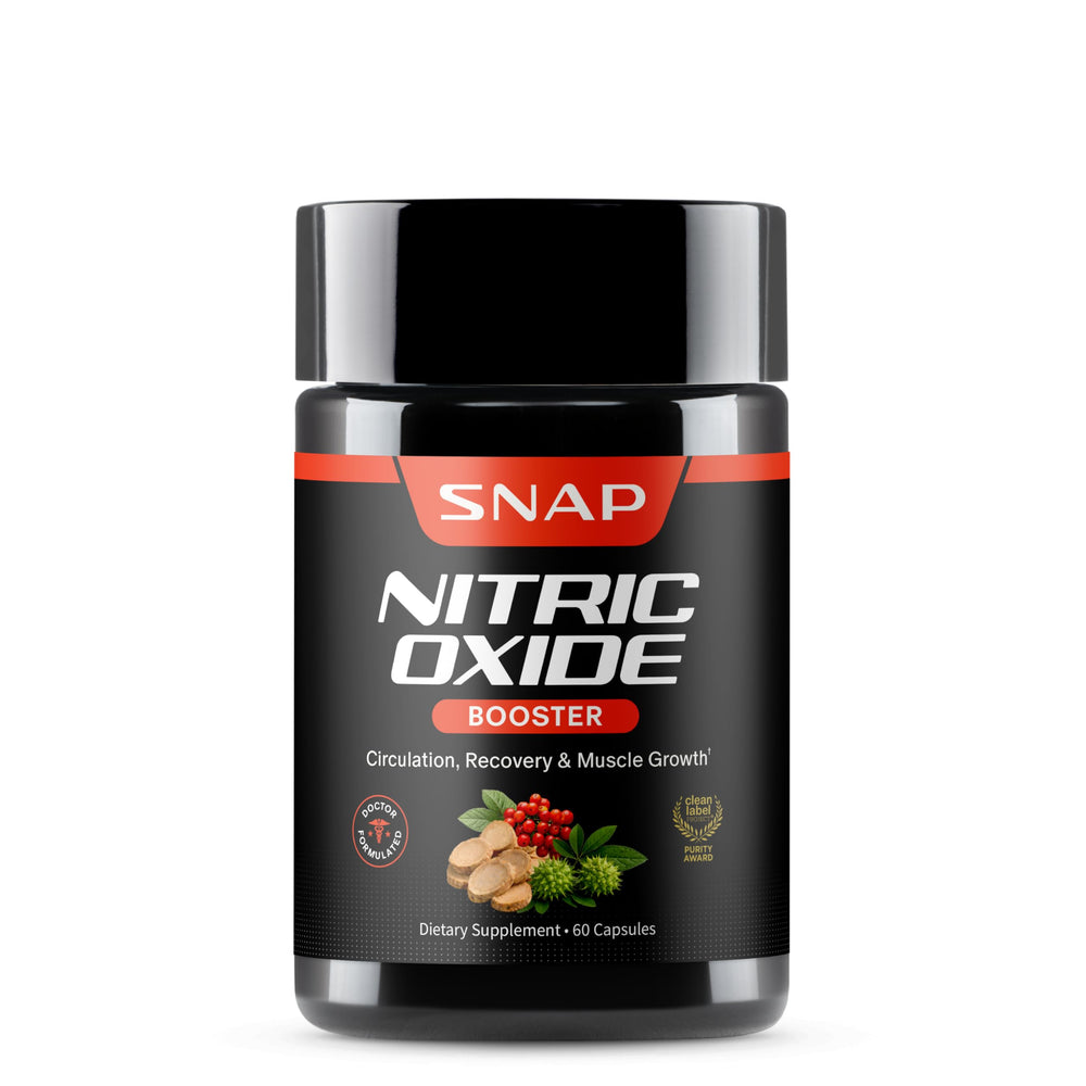 Snap Supplements Nitric Oxide bottle front showing clean energy label