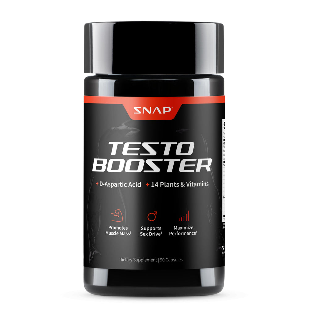 Snap Supplements Testosterone Booster bottle with capsules for natural energy support