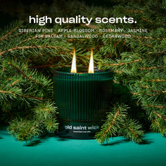 Snif Old Saint Wick candle fir balsam adds festive fragrance to gatherings.
