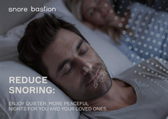 Snore Bastion nasal dilators close-up shows hypoallergenic silicone for sensitive skin.