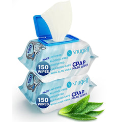 Snugell unscented travel CPAP wipes in a bottle for easy, antibacterial cleaning on masks