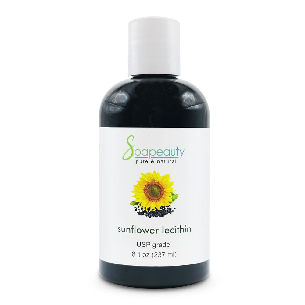 Soapeauty sunflower lecithin bottle shows potential for skin hydration.