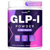 Soenihy GLP-1 supplement bottle closeup highlighting fiber and probiotic blend for gut wellness