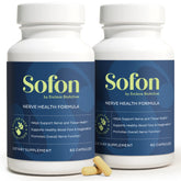 Sofon Nerve Support 2-pack bottles on shelf for easy daily use.