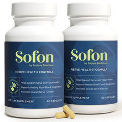 Sofon Nerve Support 2-pack bottles on shelf for easy daily use.
