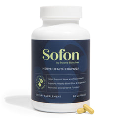 Sofon Nerve Support bottle and label highlighting convenient daily capsules