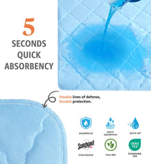 Soft and Lofty blue underpad quick-dry surface demonstrated in home setting