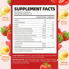 Softbear Potassium Gummies bottle side highlight Vitamin B6 and high absorption benefits.
