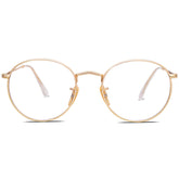 SOJOS SJ5024 round glasses with gold frame, front view for screen comfort.