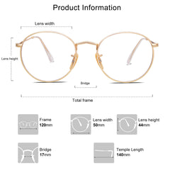Overview of SOJOS SJ5024 round glasses with adjustable temples.