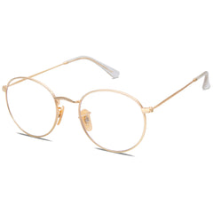 Side view of SOJOS SJ5024 round glasses with gold frame, blue light protection.