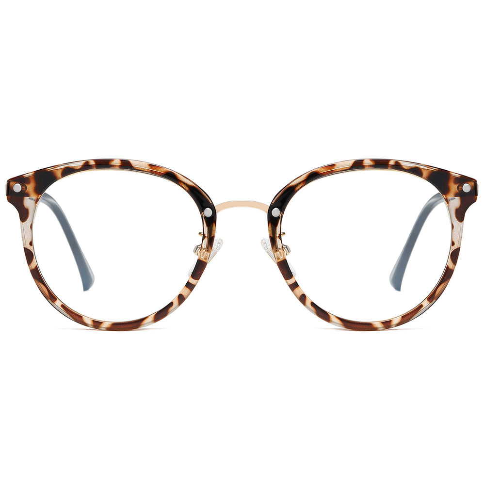 SOJOS SJ9001 blue light reading glasses with bright leopard frame for long screen sessions
