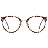 SOJOS SJ9001 blue light reading glasses with bright leopard frame for long screen sessions