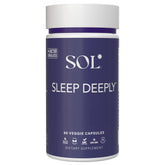 Sol Nutrition Sleep Deeply bottle and pour illustrate easy nightly routine for restful evenings