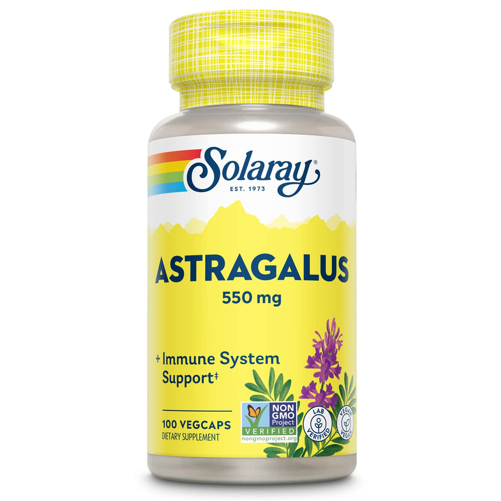 SOLARAY Astragalus Root 550mg bottle shown for potential immune support.