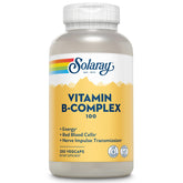 SOLARAY B-Complex 100 bottle front view shows the packaging for daily energy support.
