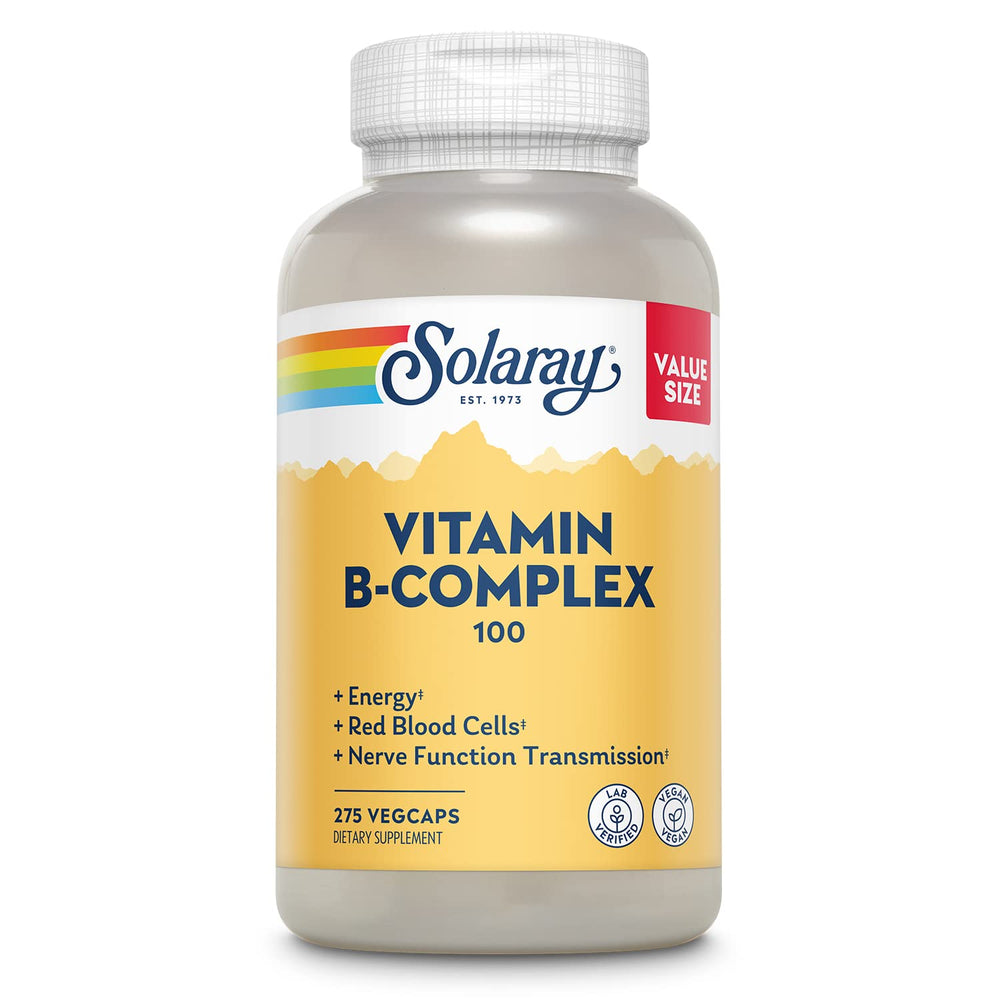 SOLARAY Vitamin B Complex bottle with pour for energy support