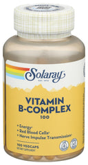 Solaray B-Complex 100 mg bottle visible for daily energy support.