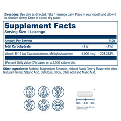 SOLARAY B12 lozenge dissolving in the mouth for convenient daily use