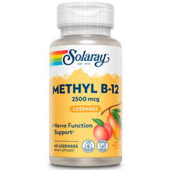 SOLARAY B12 methyl lozenge packaging shown for convenient daily use