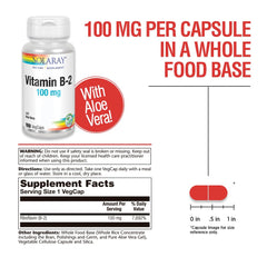 SOLARAY Vitamin B-2 bottle cap closeup emphasizing packaging for daily use.