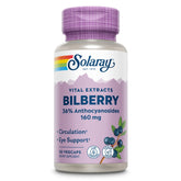 SOLARAY Bilberry Extract 160 mg bottle highlighting potent bilberry for daily eye support.