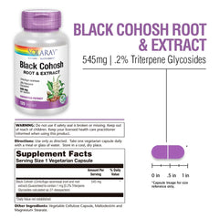 SOLARAY Black Cohosh capsules close-up showing 545 mg per serving