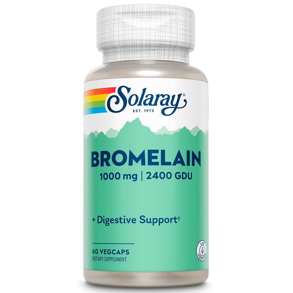 SOLARAY Bromelain bottle highlighting plant enzyme support for everyday wellness