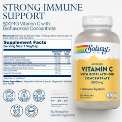 SOLARAY Vitamin C capsules close-up highlighting easy-to-digest formula.