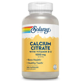 SOLARAY calcium citrate D3 bottle front highlighting bone support.