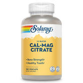 Solaray Calcium Magnesium Citrate capsules on white background for daily supplementation.