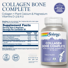 Solaray Collagen Bone Complete calcium and D3 visual highlight for absorption support