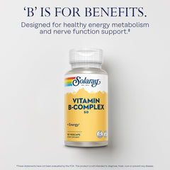 SOLARAY complejo B etiqueta clara destacando beneficios clave.