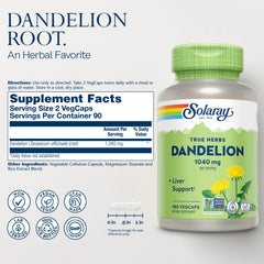 SOLARAY Dandelion Root capsules ready to take daily.